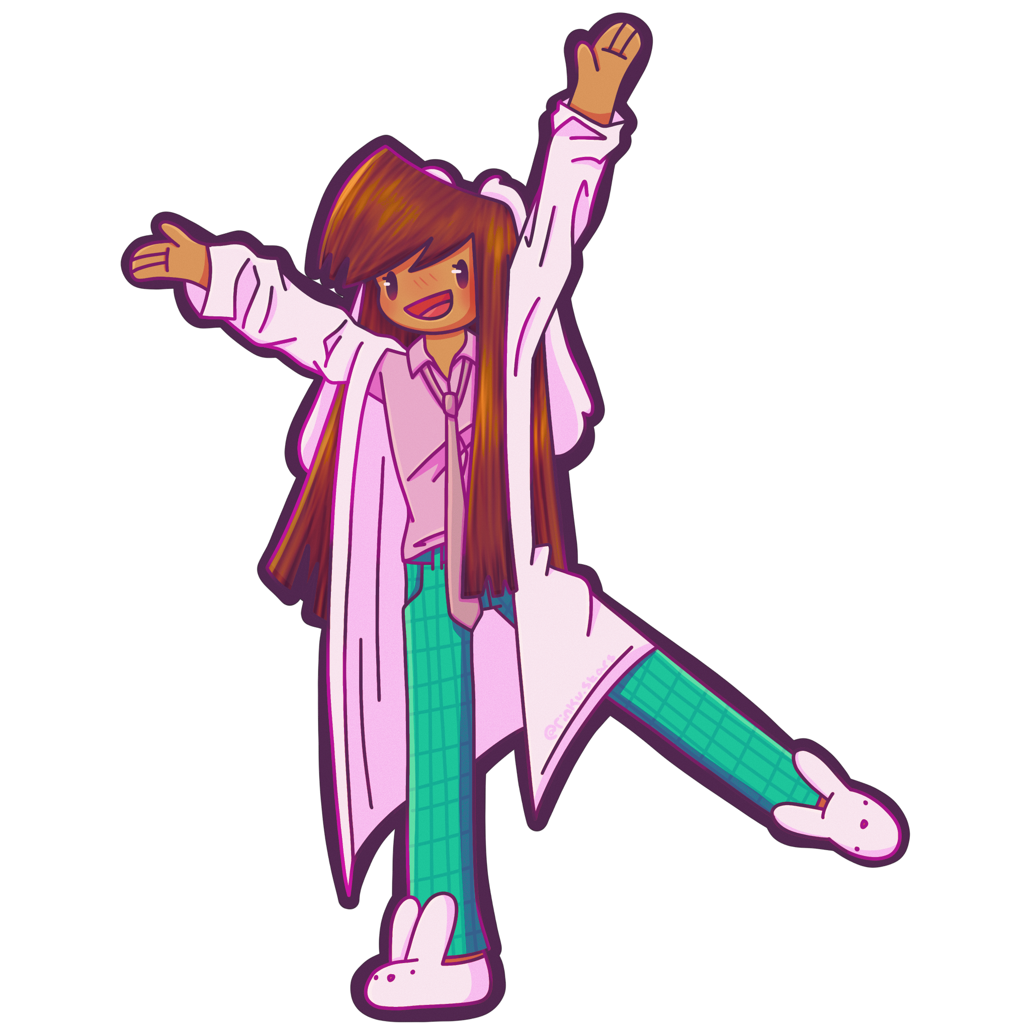 Rinku Stars wearing a lab coat