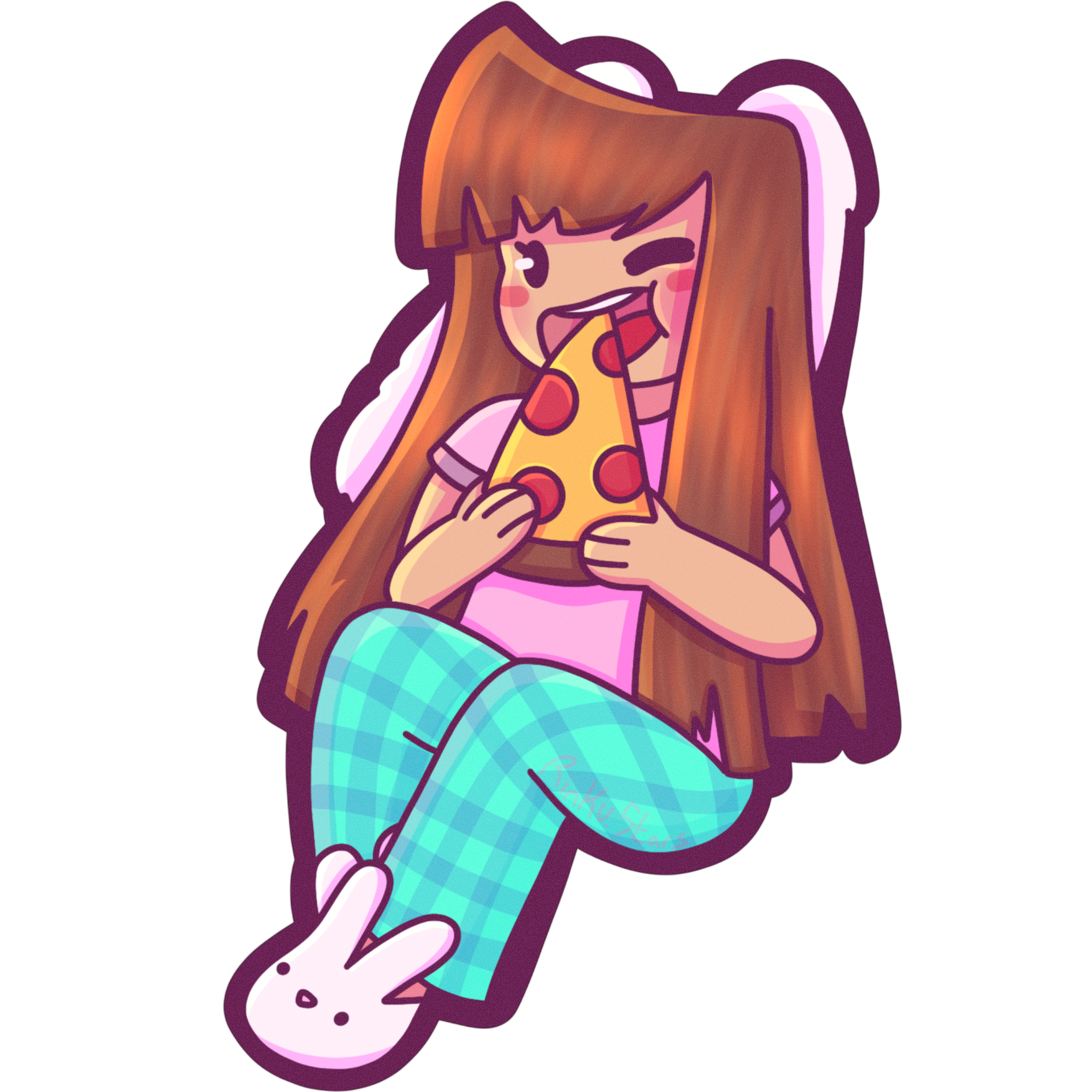 Rinku Stars eatinig Pizza Drawing
